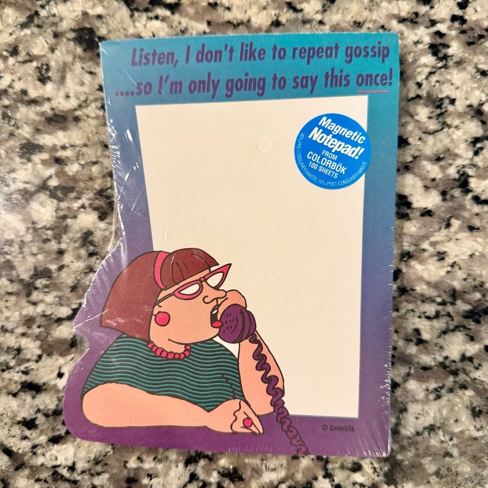 NEW Vintage Colorbok Magnetic Notepad Funny Gossip Lady Retro Fridge Memo Pad